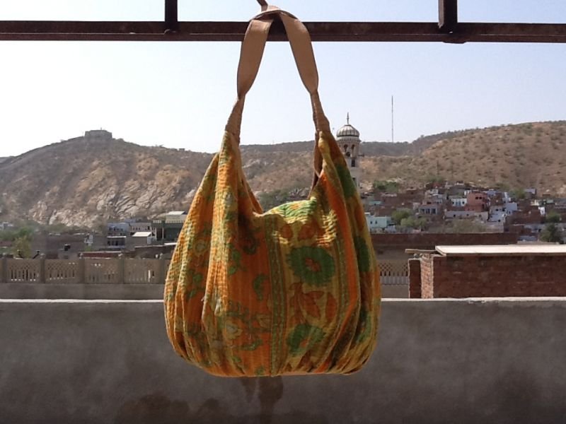 画像1: ラリーキルトbig bag（底キャメルレザー） (1)