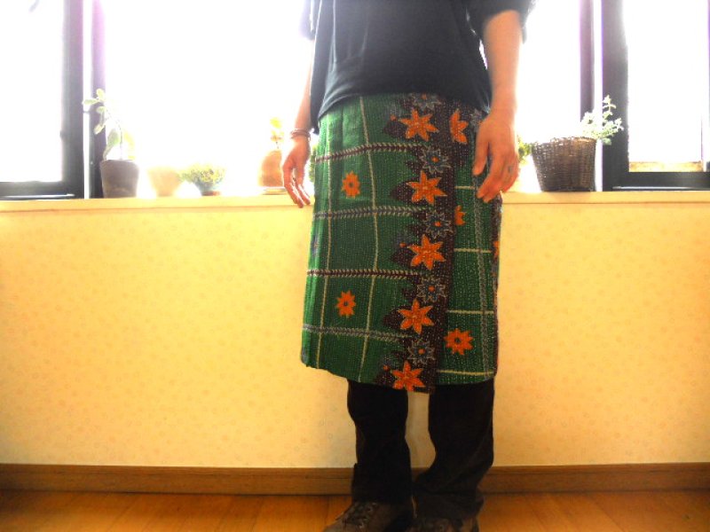 画像2: ラリーキルト　ラップスカート (2)