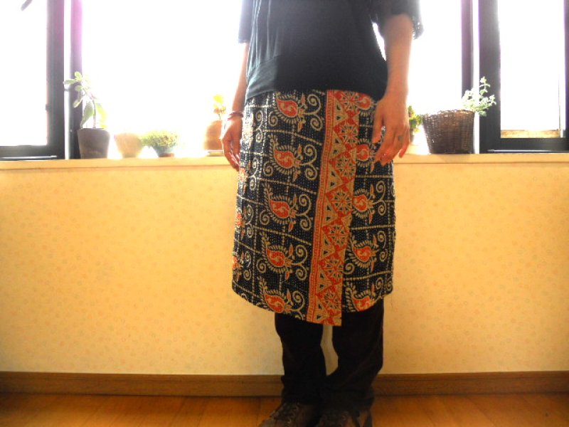 画像2: ラリーキルト　ラップスカート (2)