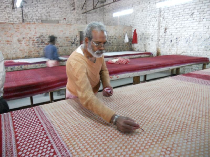 画像1: インド木版 サンガネール マキシラップスカート