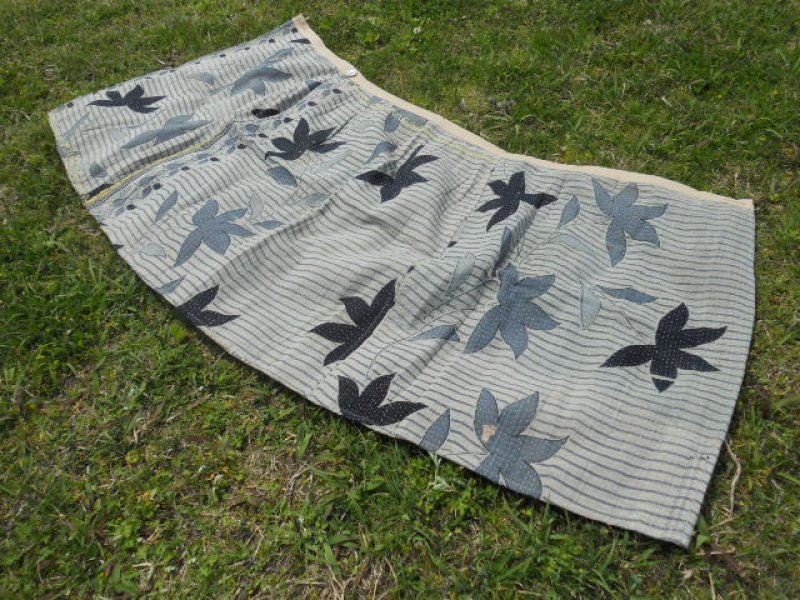 画像3: 刺し子 ラリーキルト　膝丈ラップスカート　リバーシブル (3)