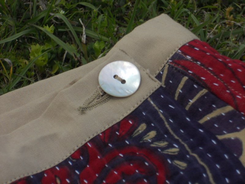 画像5: 刺し子 ラリーキルト　膝丈ラップスカート　リバーシブル (5)