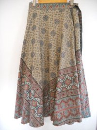 インド木版　アジュラク　ラップスカート
