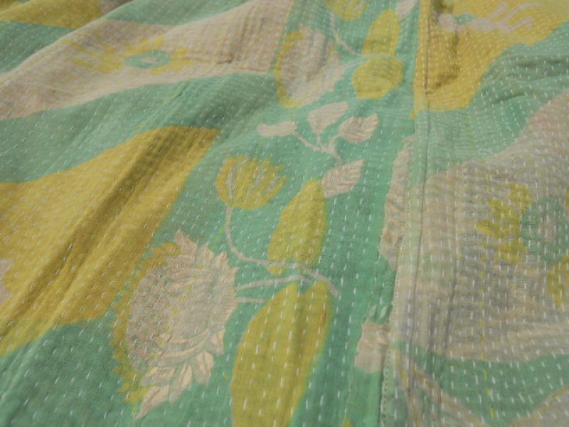 画像1: 刺し子 ラリーキルト　膝丈ラップスカート　リバーシブル