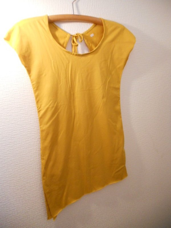 画像1: バックオープン　アシンメトリーチュニック　マスタード (1)