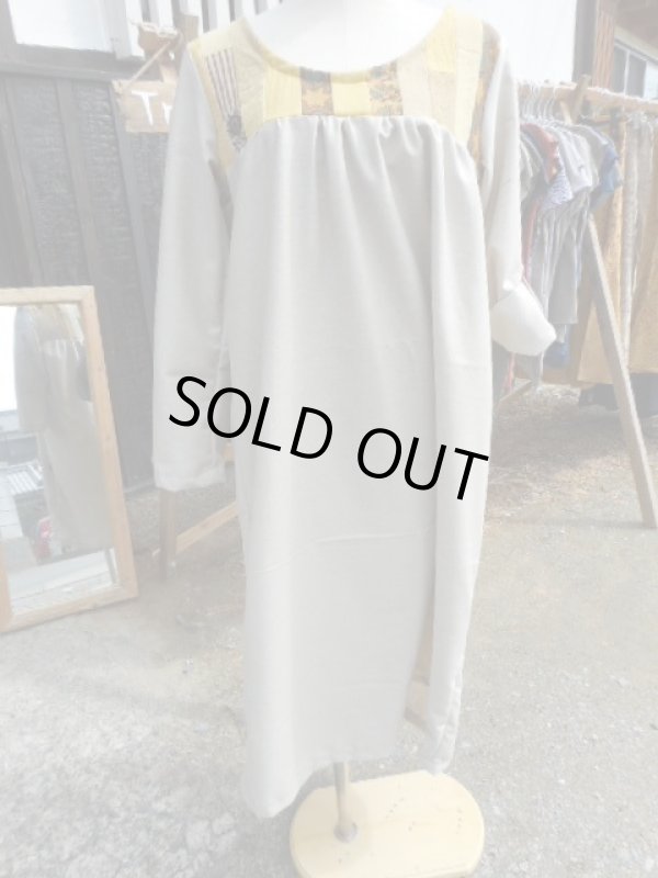 画像5: 草木染めパッチワーク　サマーウールマキシワンピース　ウコン／ヤマモモ (5)