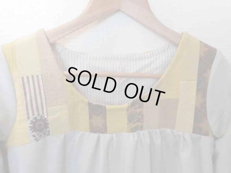 画像9: 草木染めパッチワーク　サマーウールマキシワンピース　ウコン／ヤマモモ (9)