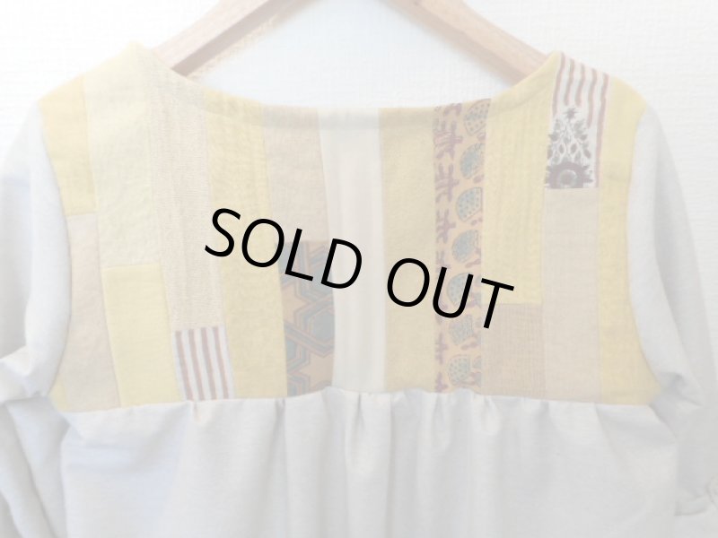 画像10: 草木染めパッチワーク　サマーウールマキシワンピース　ウコン／ヤマモモ (10)