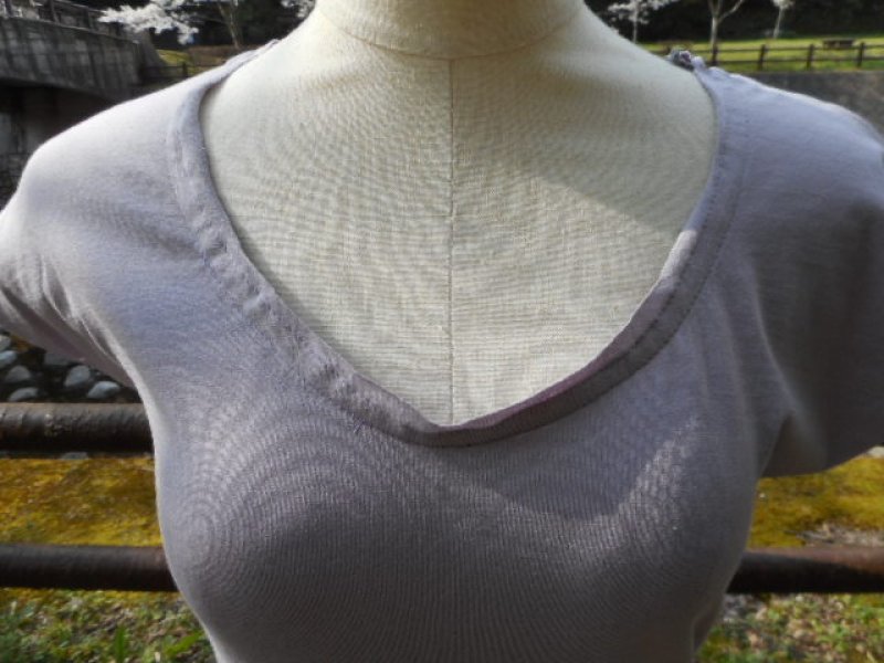 画像3: コットン１００％デザインTシャツ☆ビックリブ　チュニック　ラベンダー (3)