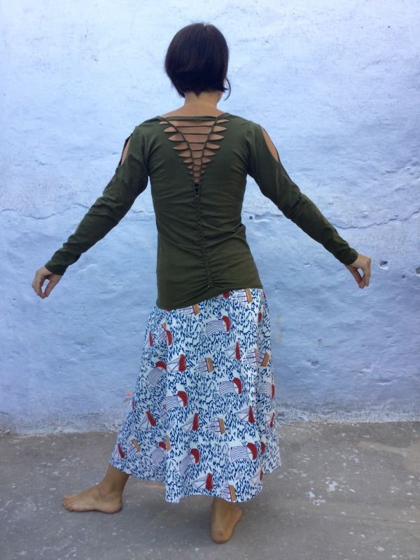 画像12: 超ストレッチ カッティングロングスリーブカットソー   (12)