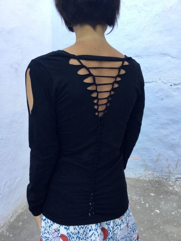 画像18: 超ストレッチ カッティングロングスリーブカットソー   (18)