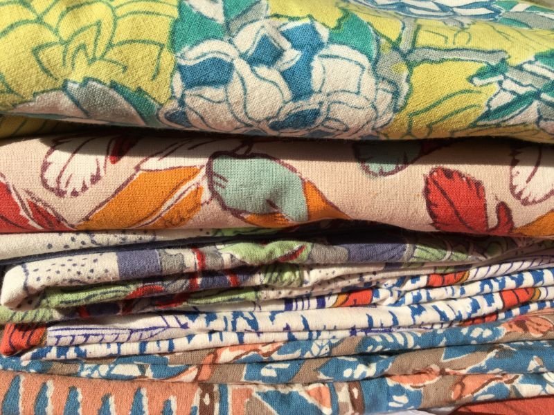 画像1: soma ブロックプリント マキシロングラップスカート 木版