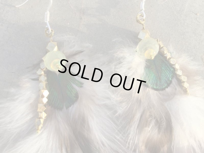 画像3: 天然石&羽根 自家製ピアス   Silver925フック handmade  (3)