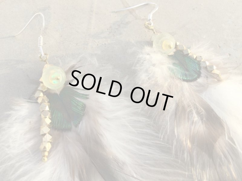 画像2: 天然石&羽根 自家製ピアス   Silver925フック handmade  (2)