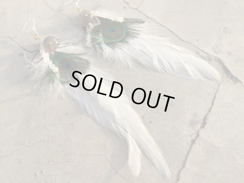 画像1: 天然石&羽根 自家製ピアス   Silver925フック (1)