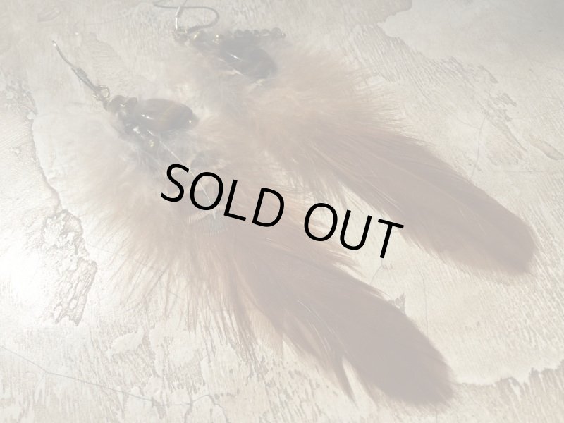 画像2: 天然石&羽根 自家製ピアス   Silver925フック handmade  (2)