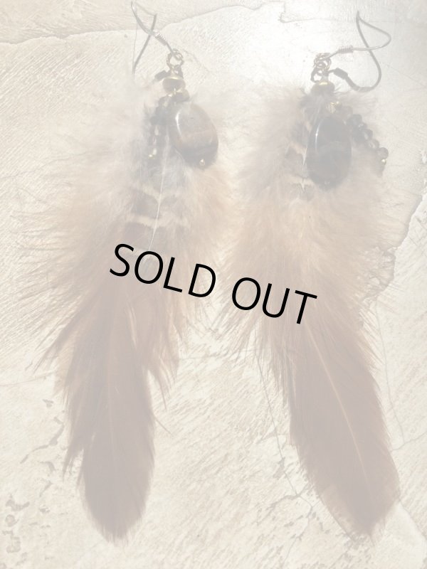 画像6: 天然石&羽根 自家製ピアス   Silver925フック handmade  (6)