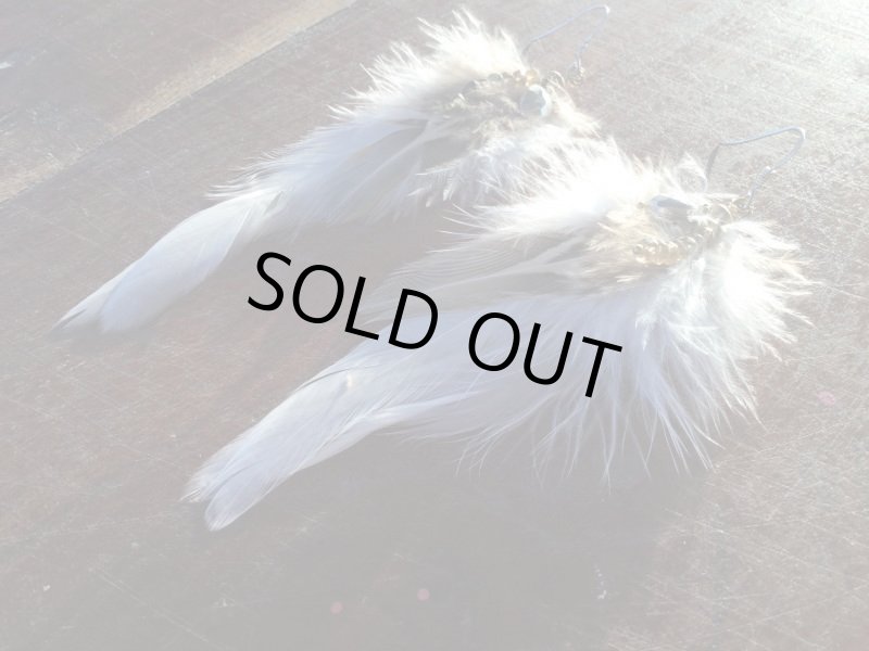 画像2: 天然石&羽根 自家製ピアス   Silver925フック handmade  (2)