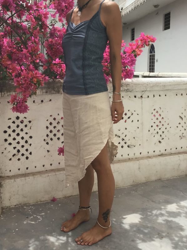 画像5: 2019  ガーゼアシンメトリーラップスカート ガーゼ巻きスカート (5)