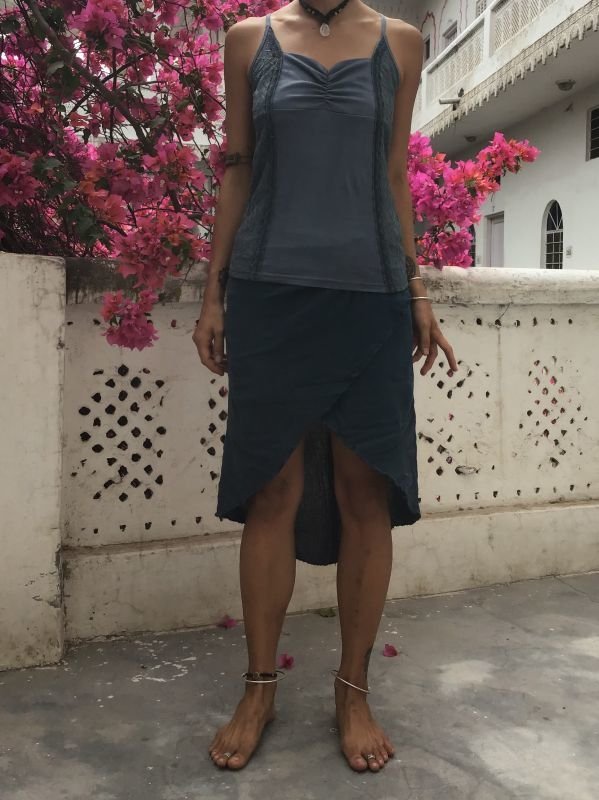 画像4: 2019  ガーゼアシンメトリーラップスカート ガーゼ巻きスカート (4)