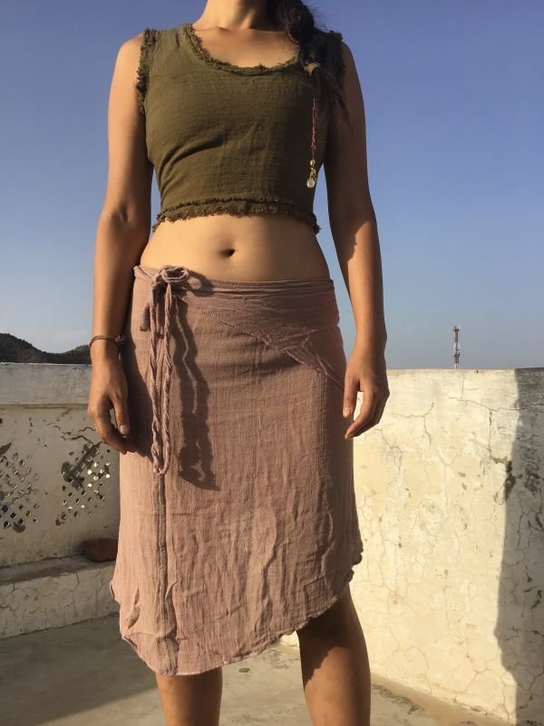 画像15: 2019  ガーゼアシンメトリーラップスカート ガーゼ巻きスカート (15)