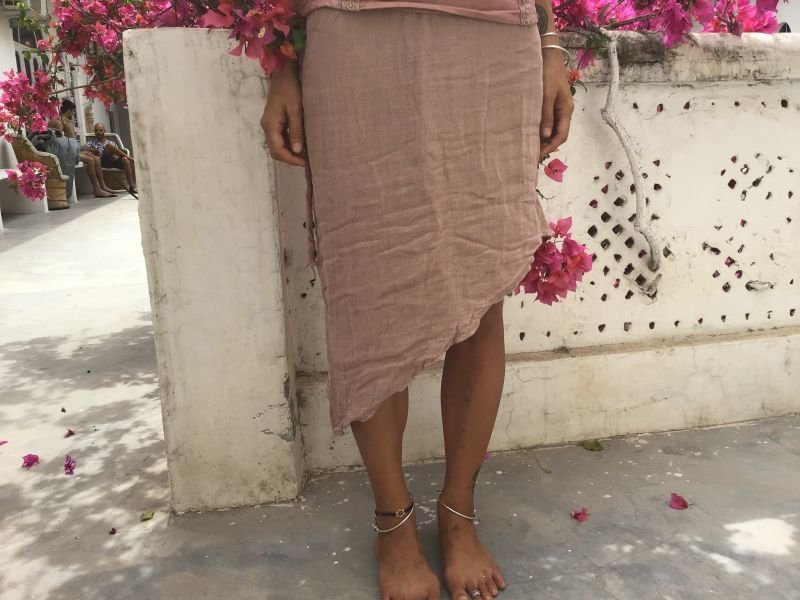 画像1: 2019  ガーゼアシンメトリーラップスカート ガーゼ巻きスカート (1)