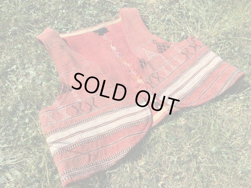 画像7: ショートベスト パキスタン ミラーワーク手刺繍 ウール古布★アンティーク ヴィンテージ (7)