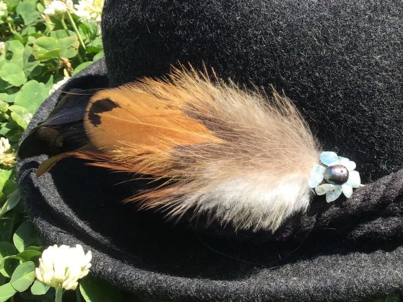 画像17: NEW! 天然石と羽根のハットピン✳︎ミネラル＆フェザー　ブローチ (17)