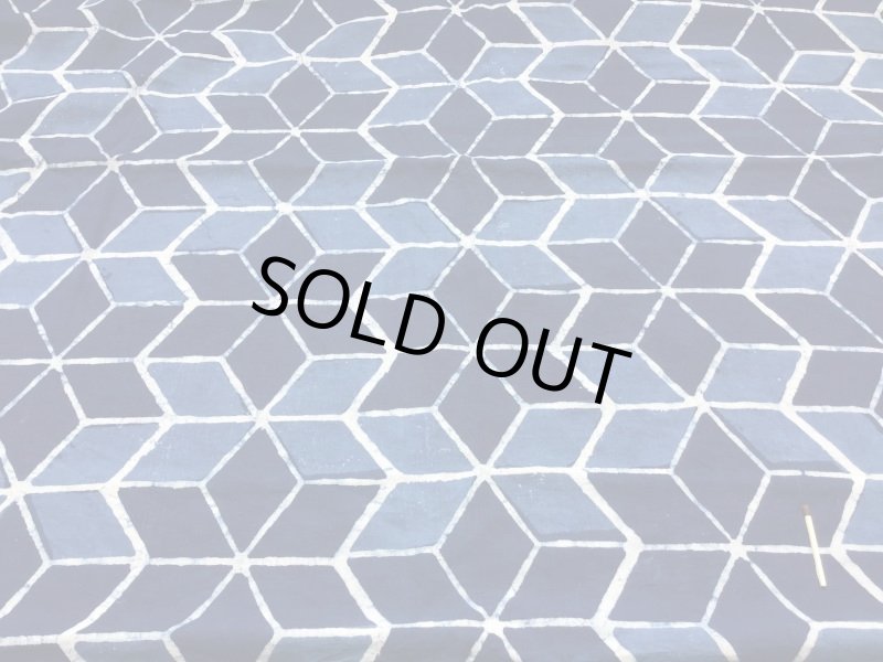 画像3: ブロックプリント コットン100% インディゴ 麻柄 (3)