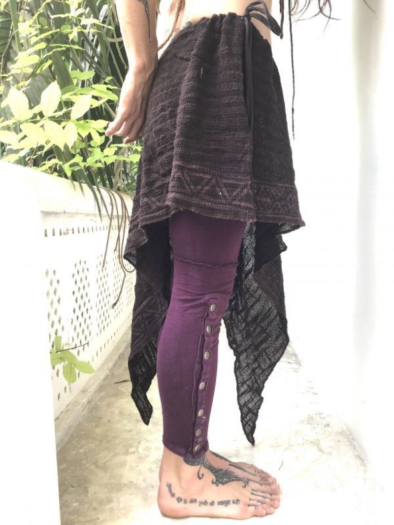 画像1: ざっくりコットン ポンチョ スカート 3ways ☆ブロックプリント ナチュラルコーデ yoga wear