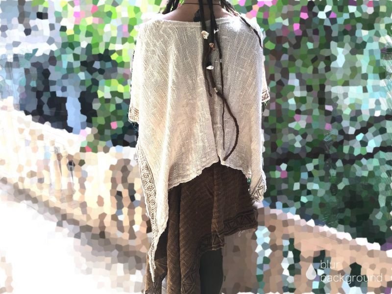 画像14: ざっくりコットン ポンチョ スカート 3ways ☆ブロックプリント ナチュラルコーデ yoga wear (14)