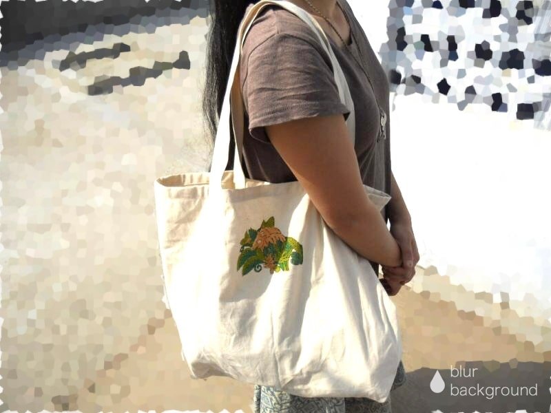 画像1: TrishuLオリジナル ブロックプリント トートバッグ 小 ⭐︎ ランチバッグ 動物柄 牛柄