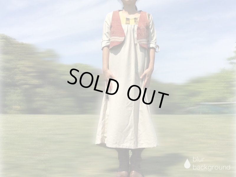 画像7: 草木染めパッチワーク　サマーウールマキシワンピース　ウコン／ヤマモモ (7)