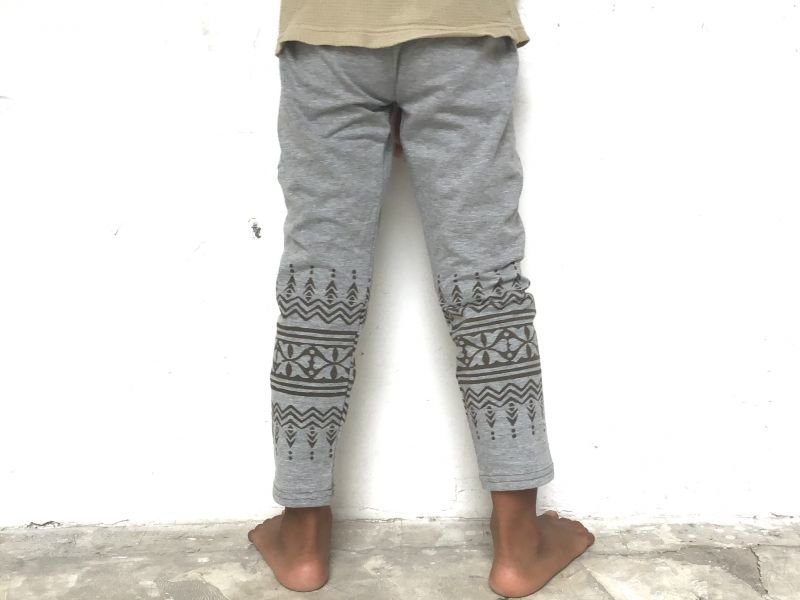 画像3: ブロックプリント キッズレギンス  120cmサイズ 杢グレー4デザイン⭐︎ 子供 レギンス (3)