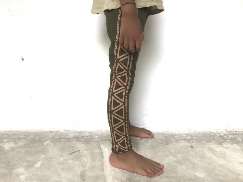 画像1: ブロックプリント キッズレギンス 120cmサイズ アイスグレー4デザイン⭐︎ 子供服 スパッツ