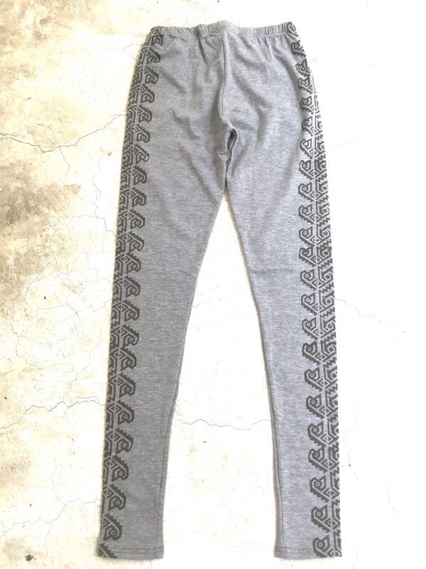 画像11: ブロックプリント キッズレギンス  120cmサイズ 杢グレー4デザイン⭐︎ 子供 レギンス (11)