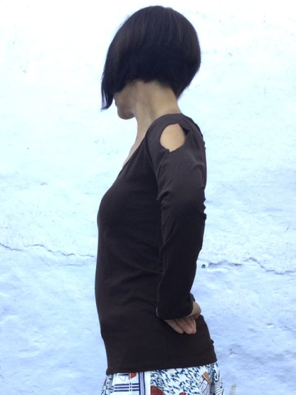 画像3: 超ストレッチ カッティングロングスリーブカットソー   (3)