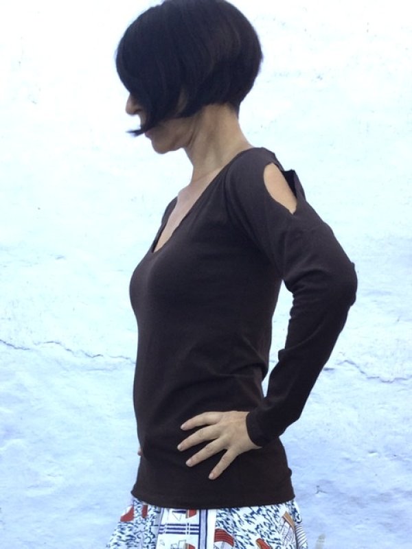画像4: 超ストレッチ カッティングロングスリーブカットソー   (4)