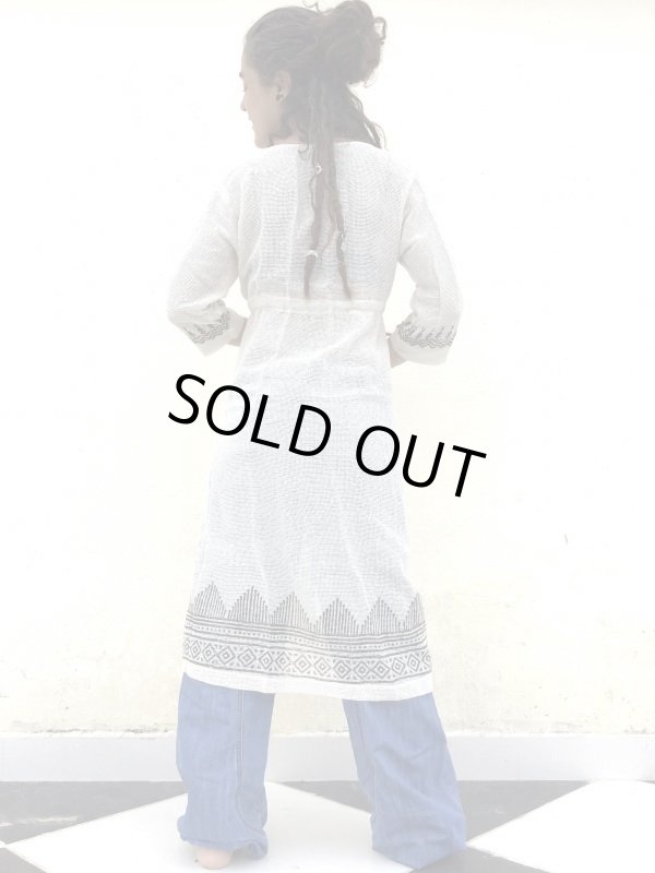 画像17: 残り少　ざっくりコットン ロングカーディガン ブロックプリント 4カラー ML サイズ ⭐︎ 羽織 (17)