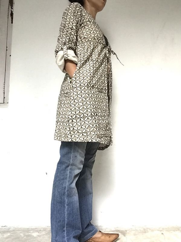 画像12: ブロックプリント x 綿麻 ワーク カーディガン☆ 羽織り4テキスタイル (12)