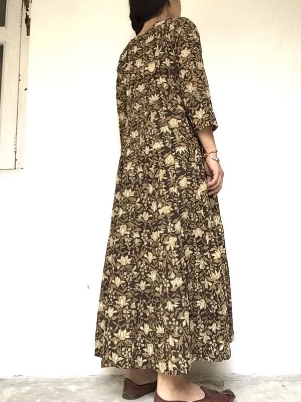 画像5: NEW! ブロックプリント ボタニカル ワンピース マキシ丈 ⭐︎ インド更紗 木版プリント  (5)