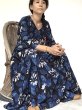 画像2: ブロックプリント ボタニカル ワンピース マキシ丈  ⭐︎ dabu 藍染 インディゴ バグルー 草木染 (2)