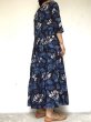 画像7: ブロックプリント ボタニカル ワンピース マキシ丈  ⭐︎ dabu 藍染 インディゴ バグルー 草木染 (7)