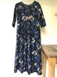 NEW ブロックプリント ワンピース マキシ丈  dabu 藍染 インディゴ バグルー