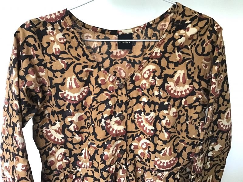 画像13: DABUプリント ボタニカル マキシ丈ワンピース★木版プリント インド更紗 ボタンダウン (13)