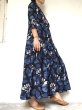 画像9: ブロックプリント ボタニカル ワンピース マキシ丈  ⭐︎ dabu 藍染 インディゴ バグルー 草木染 (9)