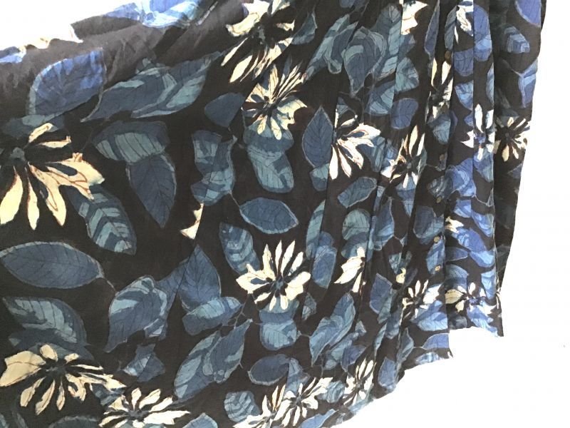 画像13: ブロックプリント ボタニカル ワンピース マキシ丈  ⭐︎ dabu 藍染 インディゴ バグルー 草木染 (13)