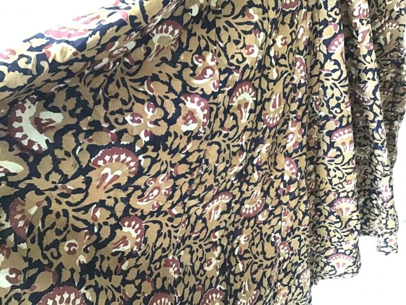 画像14: DABUプリント ボタニカル マキシ丈ワンピース★木版プリント インド更紗 ボタンダウン (14)