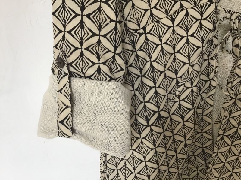 ブロックプリント x 綿麻 ワーク カーディガン☆ 羽織り 11テキスタイル