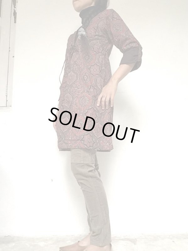 画像5: アジュラク ワーク カーディガン　ブロックプリントx綿麻　SM サイズ  作業用カーデ (5)